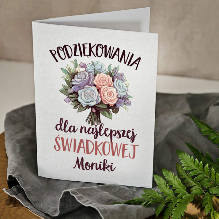 Podziękowania dla najlepszej świadkowej - kartka z życzeniami