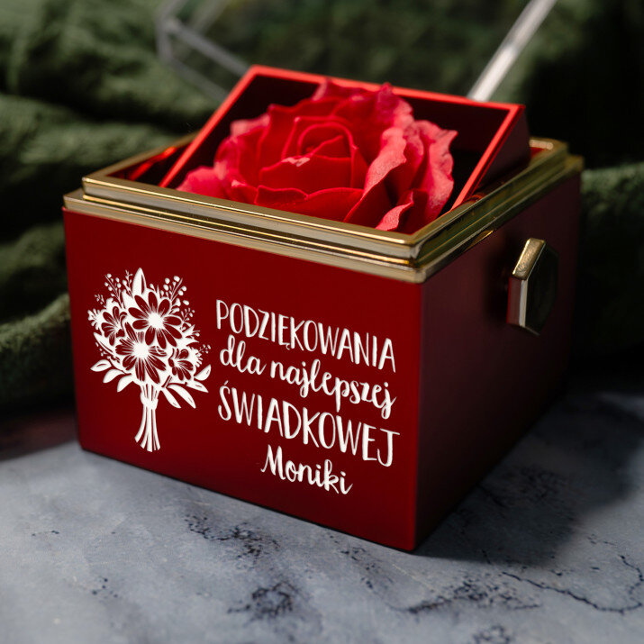 Podziękowania dla najlepszej świadkowej - Pudełko z różą na biżuterię