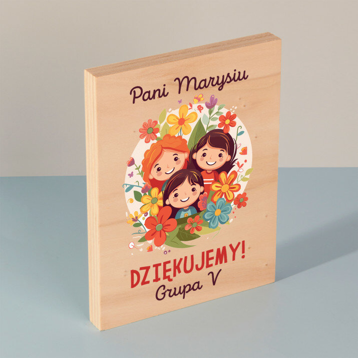 Podziękowania dla przedszkolanki - Wydruk na drewnie