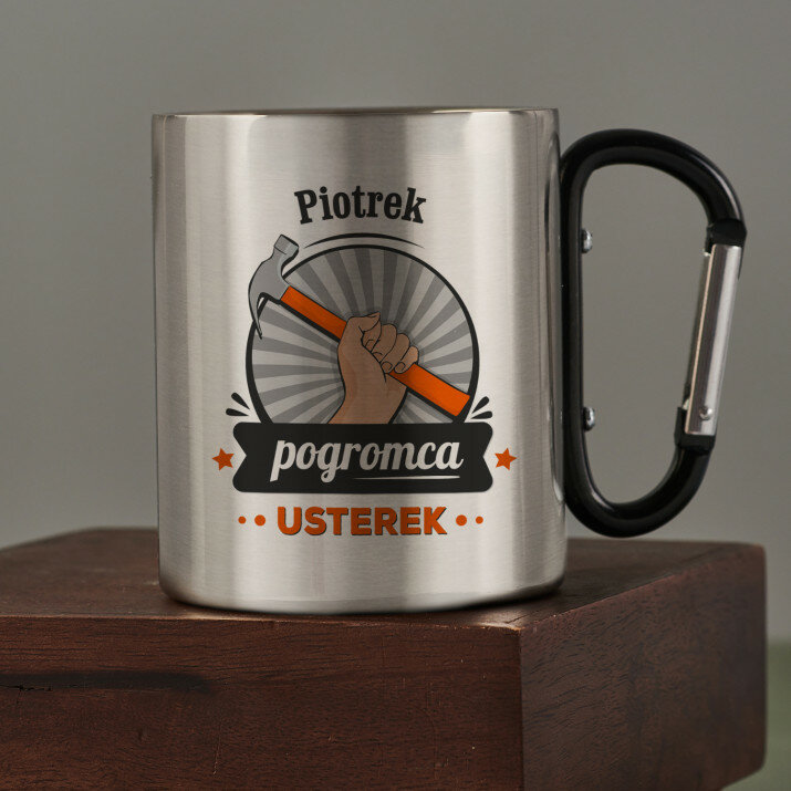 Pogromca usterek - Kubek metalowy z karabińczykiem