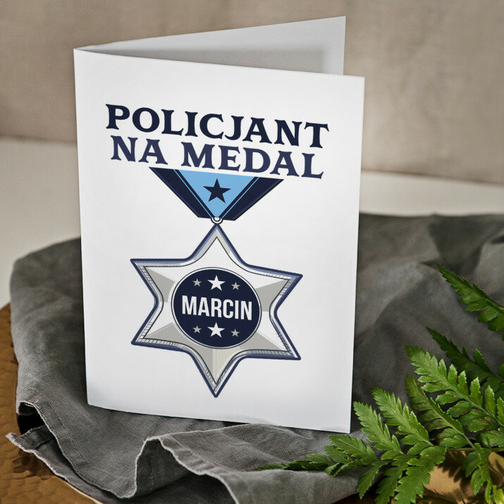 Policjant na medal - kartka z życzeniami