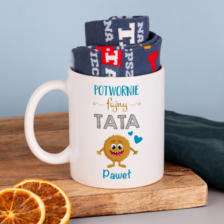 Potwornie fajny tata - Skarpetki w kubku dla taty