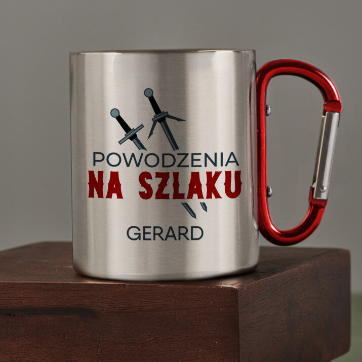 Powodzenia na szlaku - Kubek metalowy z karabińczykiem