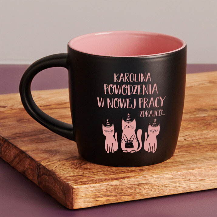 Powodzenia w nowej pracy - Czarny kubek ceramiczny Powodzenia w nowej pracy - Czarny kubek ceramiczny