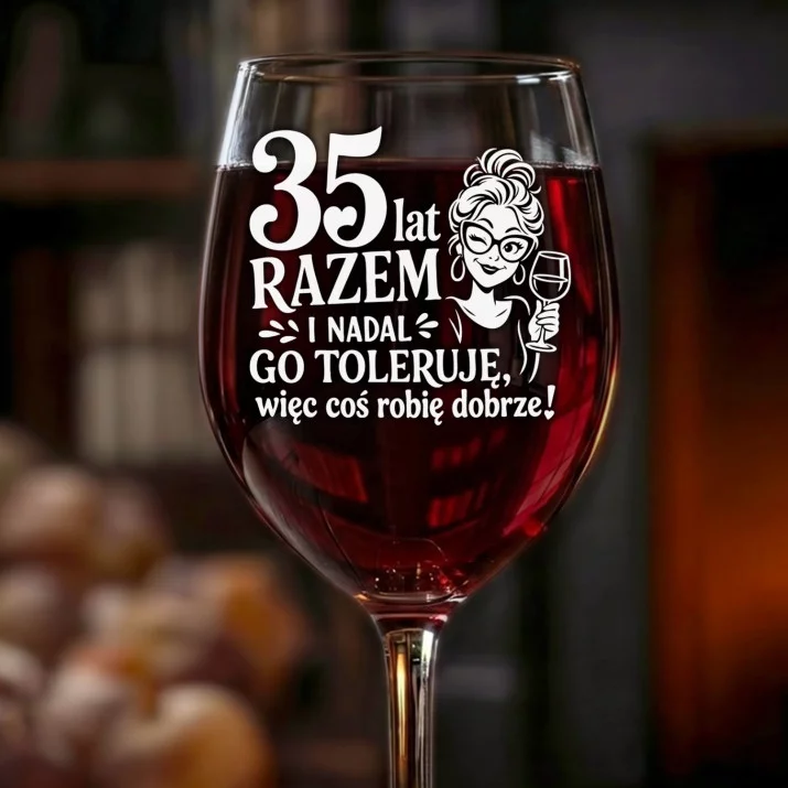 Kieliszek Do Wina Na 35 Lecie Ślubu Prezent Na Walentynki Dla Kobiety: 35 Lat Razem Humor