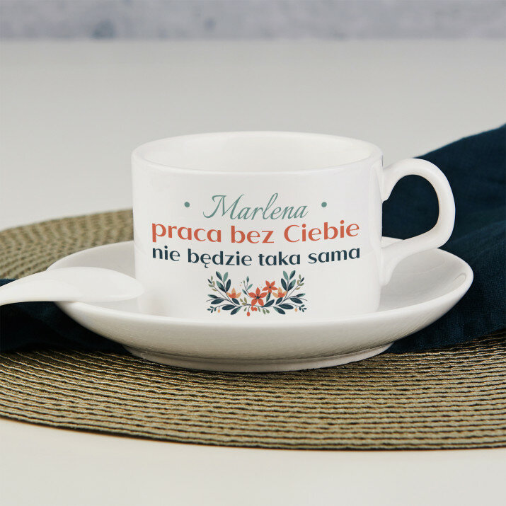 Praca bez Ciebie - Filiżanka ze spodkiem