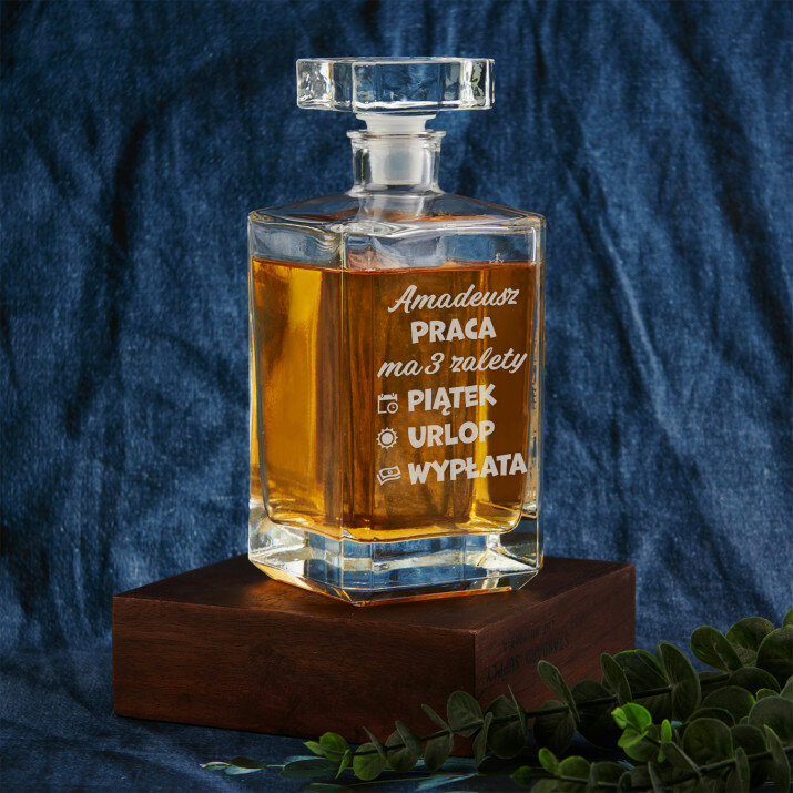 Praca ma 3 zalety - Grawerowana karafka do whisky 0,7l