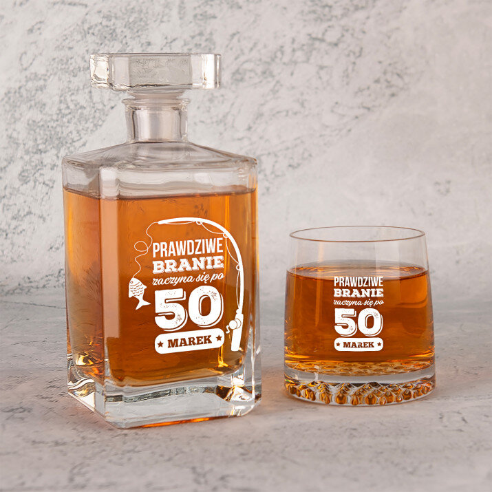  prawdziwe branie - Zestaw Grawerowana Karafka 0,7 i Szklanki Do Whisky