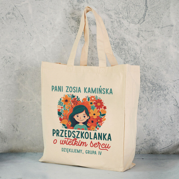 Przedszkolanka o wielkim sercu - Torba Bawełniana z Nadrukiem