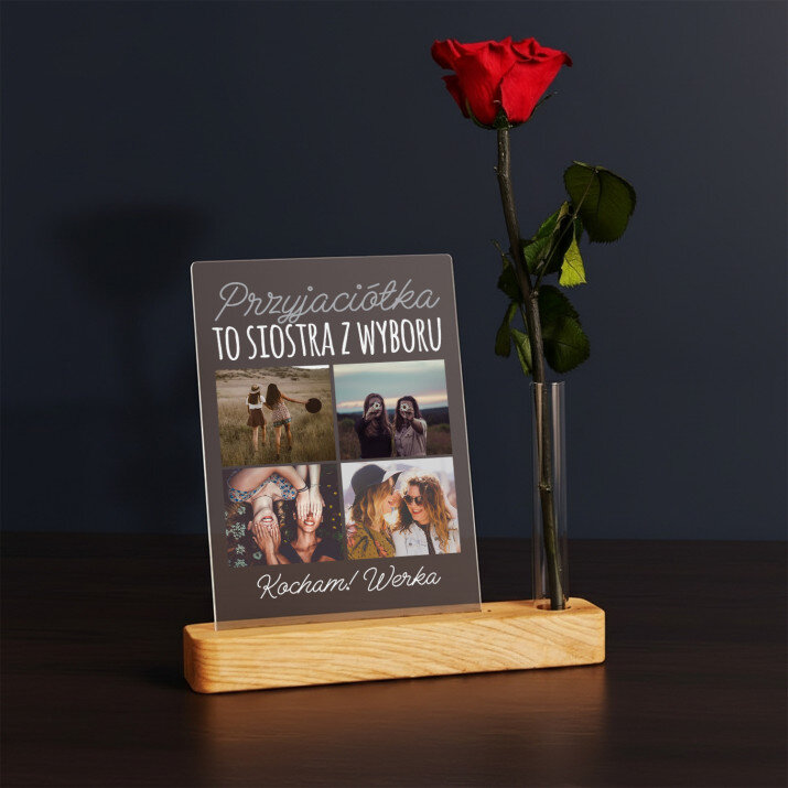 Przyjaciółka to siostra z wyboru - Wydruk na szkle akrylowym z różą