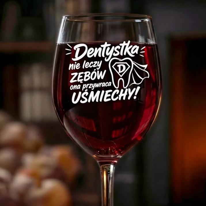 Kieliszek Do Wina Dla Dentystki Prezent Dla Kobiety: Dentystka Przywraca Uśmiechy