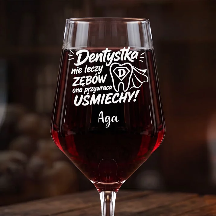 Mega Kieliszek Do Wina z Grawerem Dla Dentystki Prezent Dla Kobiety: Dentystka Przywraca Mega Kieliszek Do Wina z Grawerem Dla Dentystki Prezent Dla Kobiety: Dentystka Przywraca