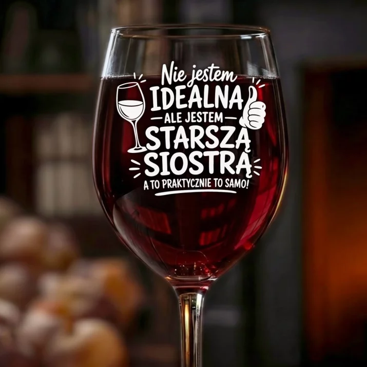 Kieliszek Do Wina Dla Starszej Siostry Prezent Dla Kobiety: Starsza Siostra Idealna