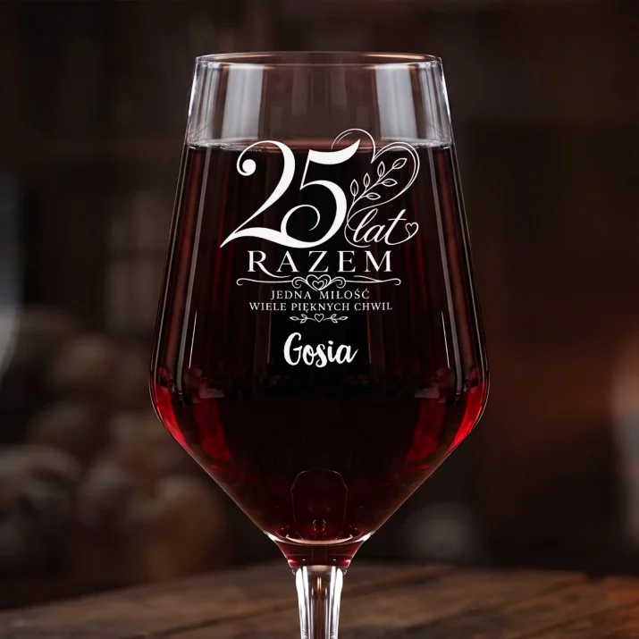 Mega Kieliszek Do Wina z Grawerem Na 25 Rocznicę Ślubu Prezent Dla Kobiety: 25 Lat Razem Mega Kieliszek Do Wina z Grawerem Na 25 Rocznicę Ślubu Prezent Dla Kobiety: 25 Lat Razem