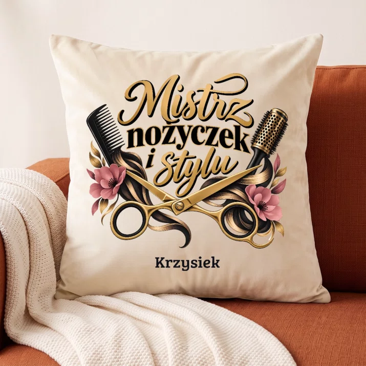 Poduszka Dekoracyjna Dla Fryzjera Prezent Dla Mężczyzny: Mistrz Nożyczek I Stylu
