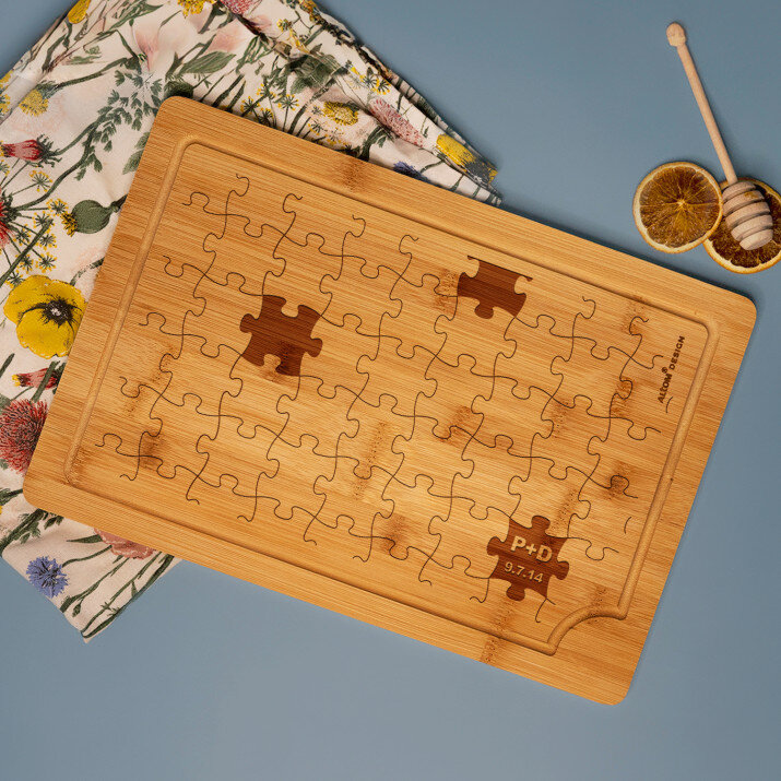 Puzzle - deska do krojenia z grawerem