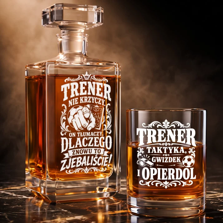 Zestaw Do Whisky Dla Trenera Piłki Nożnej Prezent Dla Mężczyzny: Trener Nie Krzyczy