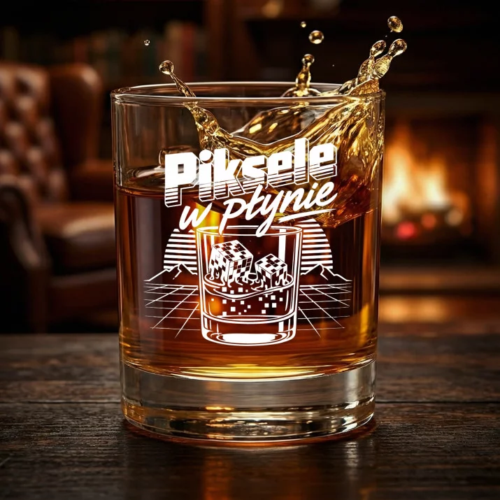 Szklanka Do Whisky Dla Grafika Komputerowego Prezent Dla Mężczyzny: Piksele W Płynie Szklanka Do Whisky Dla Grafika Komputerowego Prezent Dla Mężczyzny: Piksele W Płynie