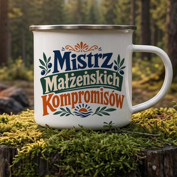 Kubek Emaliowany Na Rocznicę Ślubu Prezent Na Walentynki Dla Mężczyzny: Humor Śródziemnomorski Kubek Emaliowany Na Rocznicę Ślubu Prezent Na Walentynki Dla Mężczyzny: Humor Śródziemnomorski