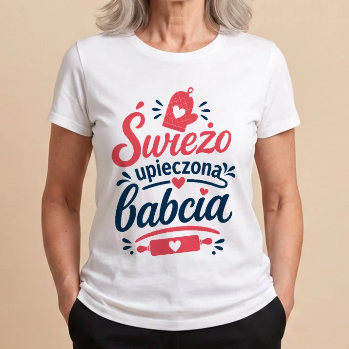 Koszulka Damska Biała Na Pierwszy Dzień Babci Prezent Dla Babci Kobiety: Babciowy Debiut