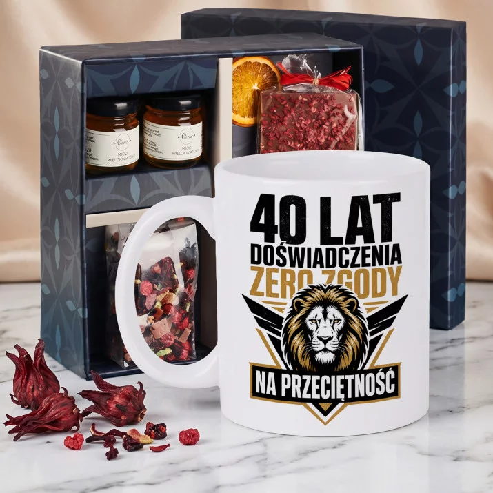 Zestaw Prezenowy Z Kubkiem Na 40 Urodziny: Zdecydowany Lew Zestaw Prezenowy Z Kubkiem Na 40 Urodziny: Zdecydowany Lew