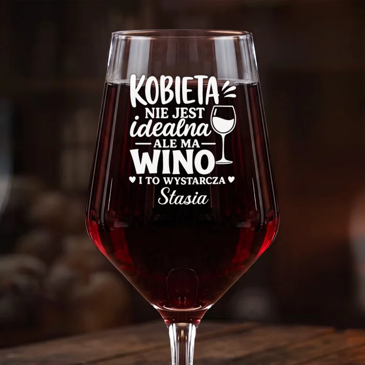 Mega Kieliszek Do Wina z Grawerem Na Imieniny Prezent Dla Kobiety: Kobieta I Wino