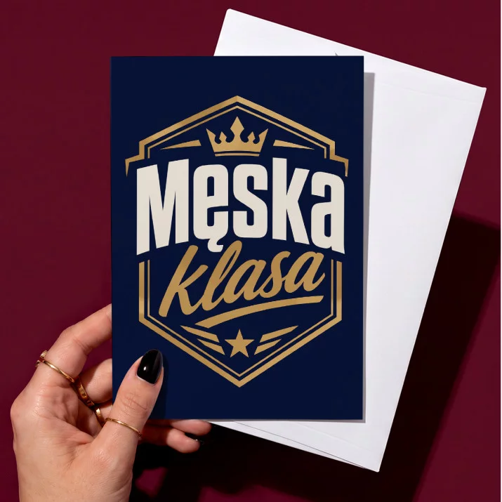 Kartka z Życzeniami Na Dzień Mężczyzny Dla Mężczyzny: Klasyczny Męski Emblemat Kartka z Życzeniami Na Dzień Mężczyzny Dla Mężczyzny: Klasyczny Męski Emblemat