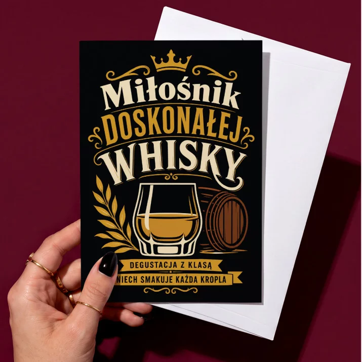 Kartka z Życzeniami Dla Konesera Whisky Dla Mężczyzny: Dębowa Elegancja Kartka z Życzeniami Dla Konesera Whisky Dla Mężczyzny: Dębowa Elegancja