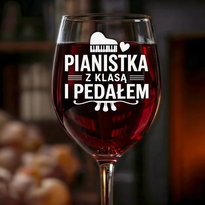 Kieliszek Do Wina Dla Pianistki Prezent Dla Kobiety: Pianistka Z Klasą I Pedałem