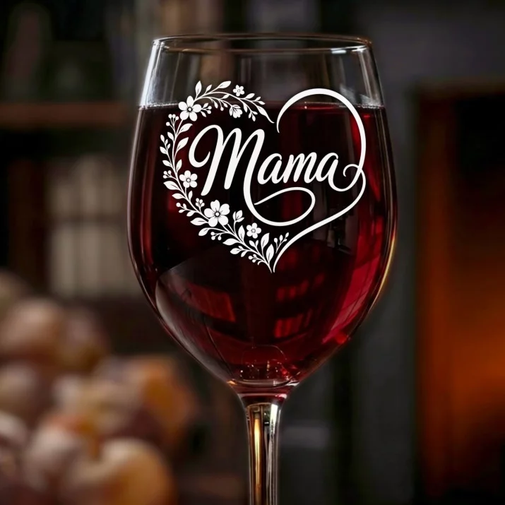 Kieliszek Do Wina Dla Mamy Prezent Na Dzień Mamy Dla Kobiety: Mama W Sercu Z Kwiatami Kieliszek Do Wina Dla Mamy Prezent Na Dzień Mamy Dla Kobiety: Mama W Sercu Z Kwiatami