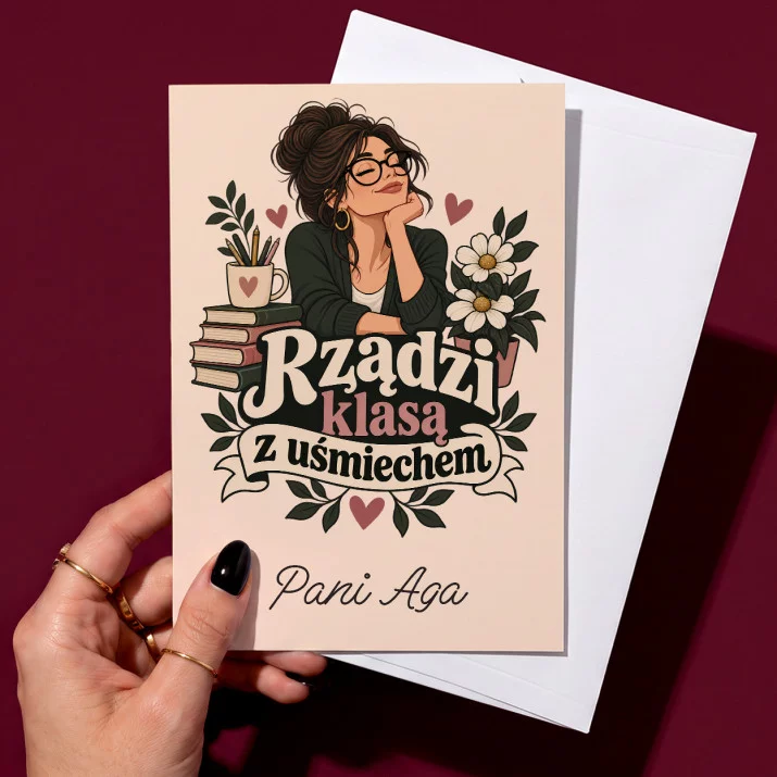 Kartka Personalizowana Dla Wychowawczyni Prezent Dla Kobiety: Rządzi Klasą Z Uśmiechem
