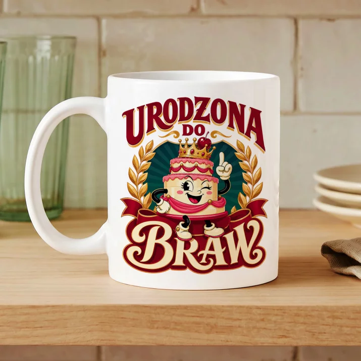 Kubek Z Nadrukiem Na Urodziny Prezent Dla Kobiety: Urodzona Do Braw Kubek Z Nadrukiem Na Urodziny Prezent Dla Kobiety: Urodzona Do Braw