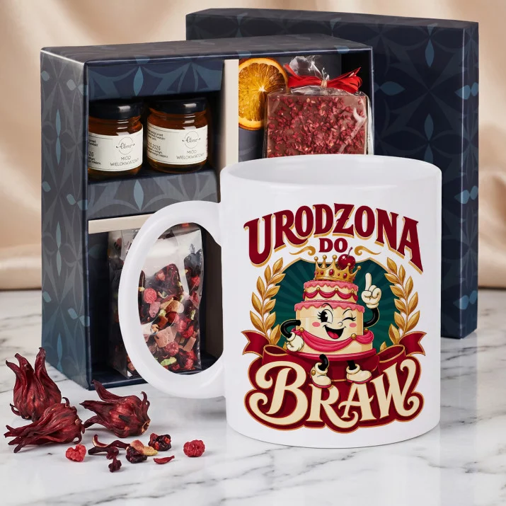 Zestaw Prezenowy Z Kubkiem Na Urodziny: Urodzona Do Braw Zestaw Prezenowy Z Kubkiem Na Urodziny: Urodzona Do Braw