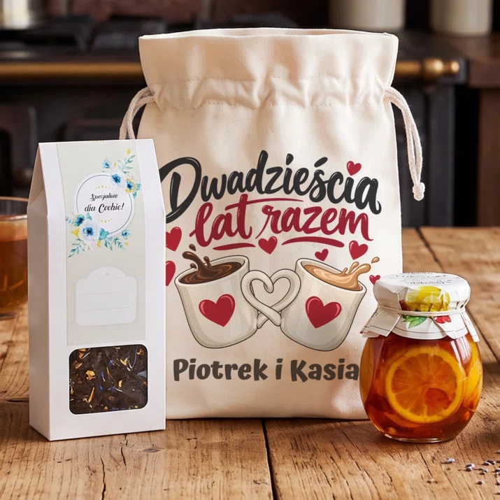 Zestaw Prezentowy z Herbatą Na 20 Rocznicę Ślubu Prezent Dla Pary: Dwadzieścia Lat Razem Zestaw Prezentowy z Herbatą Na 20 Rocznicę Ślubu Prezent Dla Pary: Dwadzieścia Lat Razem