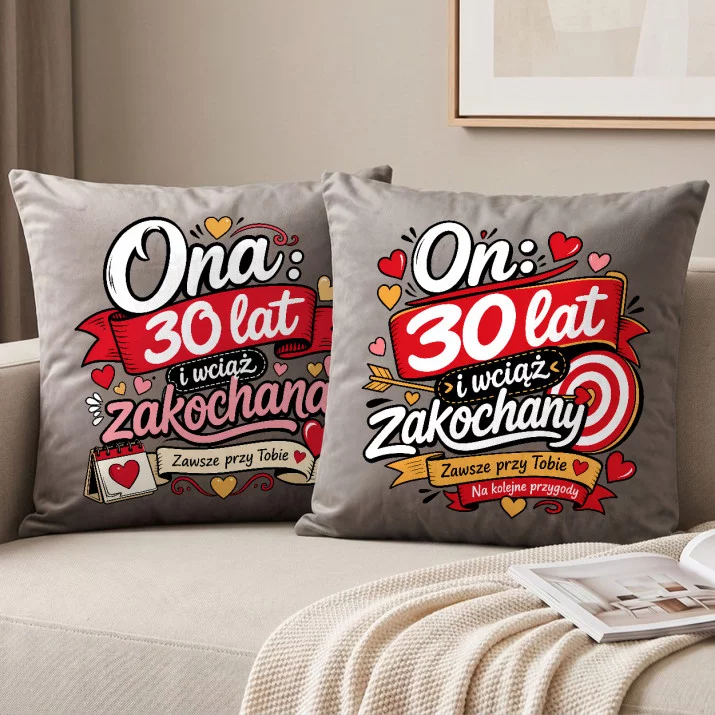 Poduszki Dekoracyjne Na 30 Rocznicę Ślubu Prezent Dla Pary: 30 Lat Razem Poduszki Dekoracyjne Na 30 Rocznicę Ślubu Prezent Dla Pary: 30 Lat Razem