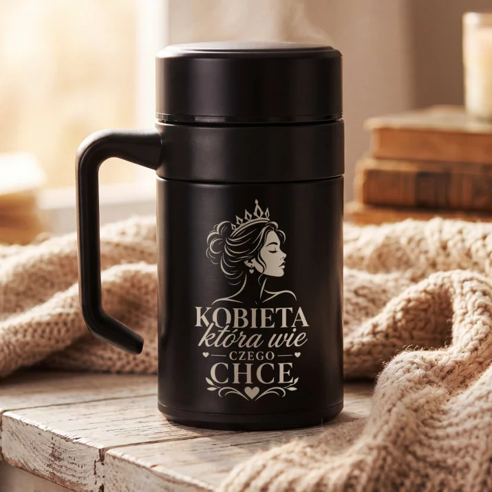 Kubek Termiczny Z Grawerem Dla Dziewczyny Prezent Na Dzień Dziewczyny Dla Kobiety: Kobieta Wie Czego Chce