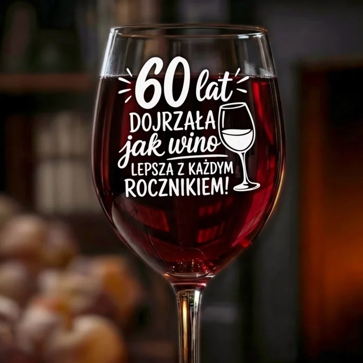 Kieliszek Do Wina Na 60 Prezent Na 60 Urodziny Dla Kobiety: Dojrzała Jak Wino 60 Kieliszek Do Wina Na 60 Prezent Na 60 Urodziny Dla Kobiety: Dojrzała Jak Wino 60