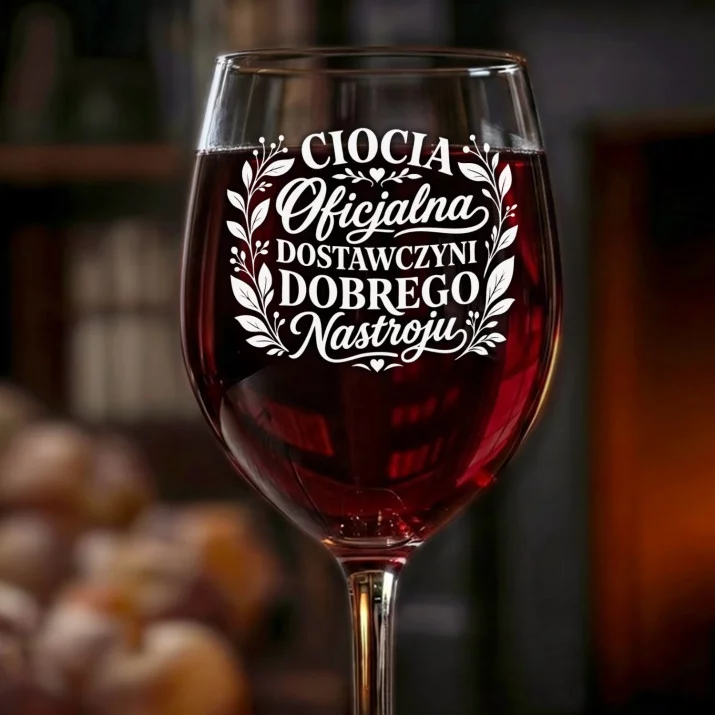 Kieliszek Do Wina Dla Cioci Prezent Dla Kobiety: Ciocia Dostawczyni Nastroju Kieliszek Do Wina Dla Cioci Prezent Dla Kobiety: Ciocia Dostawczyni Nastroju