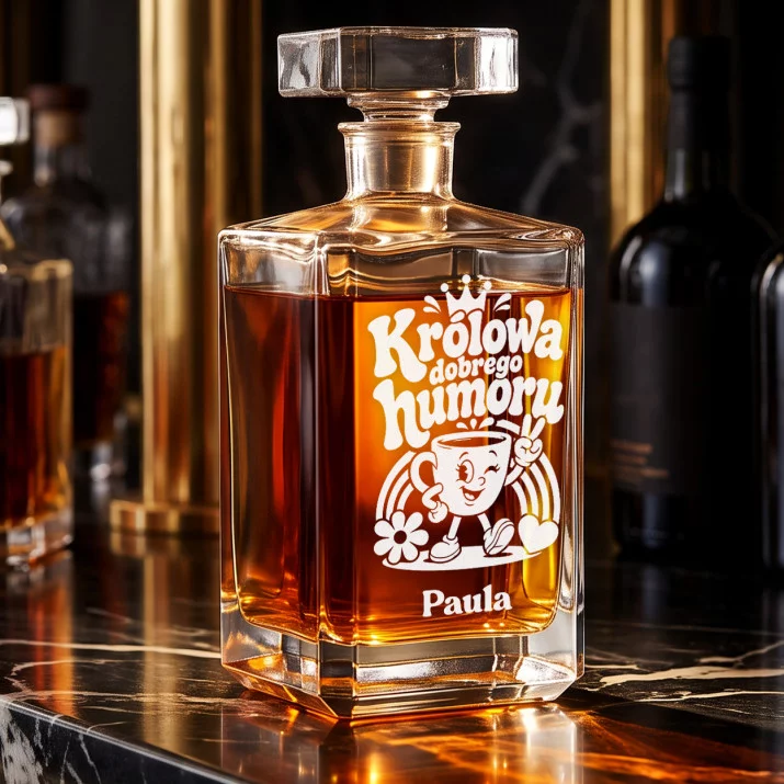 Karafka Do Whisky z Grawerem Na Święta Prezent Dla Kobiety: Królowa Dobrego Humoru