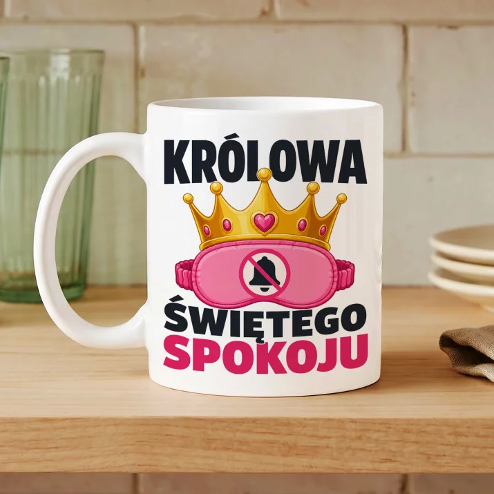 Kubek Z Nadrukiem Na Mikołajki Prezent Dla Kobiety: Królowa Świętego Spokoju Kubek Z Nadrukiem Na Mikołajki Prezent Dla Kobiety: Królowa Świętego Spokoju
