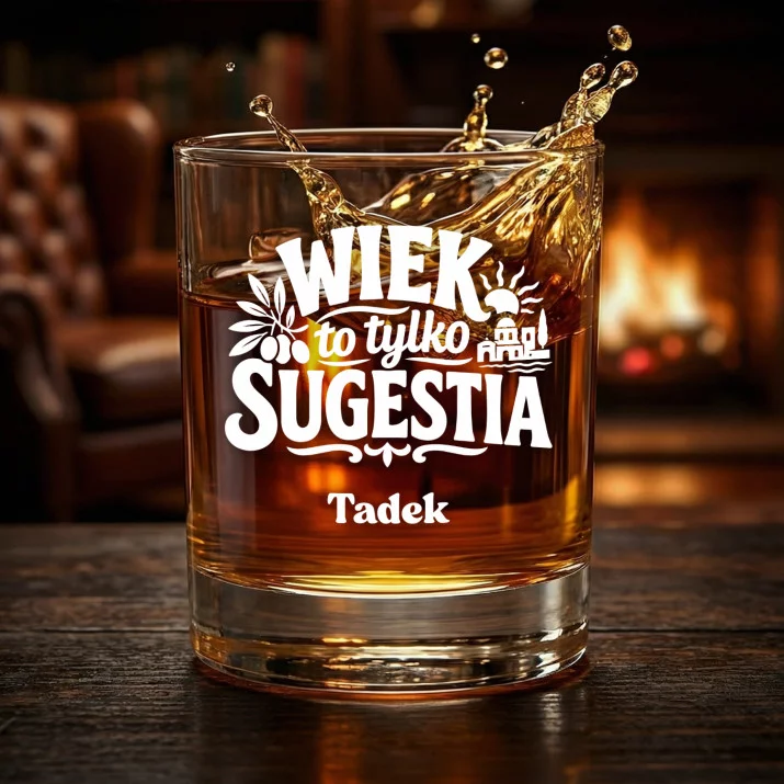 Szklanki Do Whisky z Grawerem Dla Seniora Prezent Dla Mężczyzny: Wiek To Tylko Sugestia Szklanki Do Whisky z Grawerem Dla Seniora Prezent Dla Mężczyzny: Wiek To Tylko Sugestia