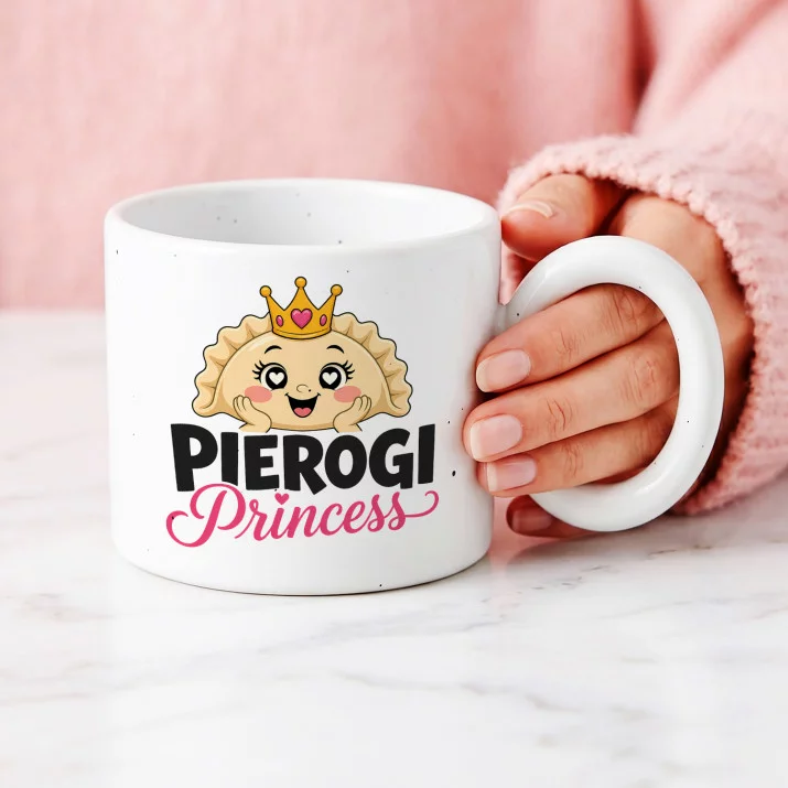 Kubek Z Okrągłym Uchem Dla Kucharki Prezent Dla Kobiety: Pierogi Princess Kubek Z Okrągłym Uchem Dla Kucharki Prezent Dla Kobiety: Pierogi Princess