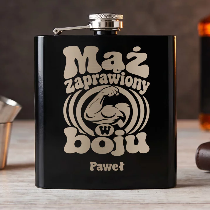 Piersiówka Z Grawerem Na 30 Rocznicę Ślubu Prezent Dla Mężczyzny: Mąż Zaprawiony W Boju