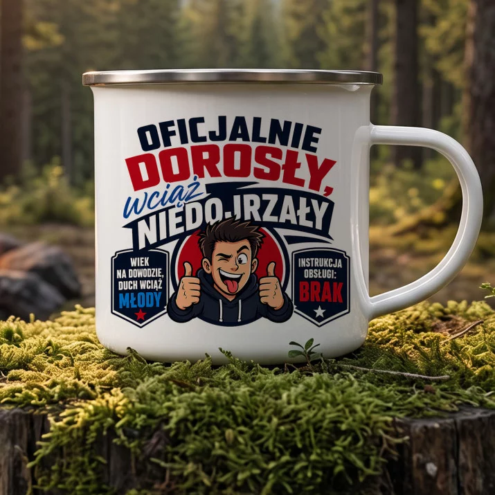Kubek Emaliowany Na 18 Urodziny Prezent Dla Mężczyzny: Dorosłość Z Humorem Kubek Emaliowany Na 18 Urodziny Prezent Dla Mężczyzny: Dorosłość Z Humorem