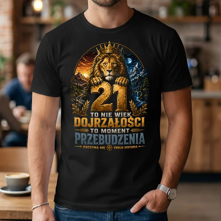 Koszulka Męska Na 21 Urodziny Prezent Dla Mężczyzny: Moment Przebudzenia