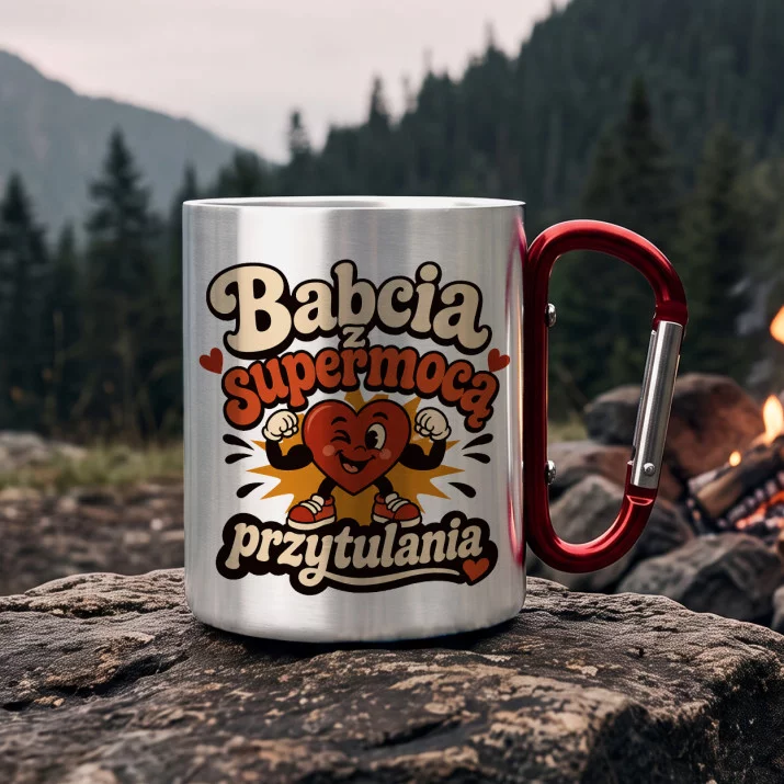 Kubek Metalowy z Karabińczykiem Dla Babci Prezent Na Dzień Babci Dla Kobiety: Retro Babcina Radość Kubek Metalowy z Karabińczykiem Dla Babci Prezent Na Dzień Babci Dla Kobiety: Retro Babcina Radość