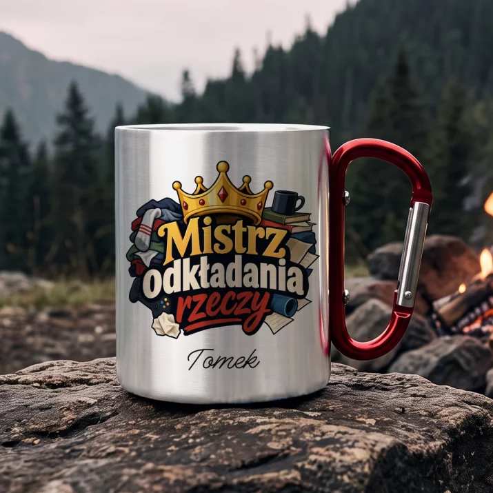 Kubek Metalowy z Karabińczykiem Na Boże Narodzenie Prezent Dla Mężczyzny: Mistrz Odkładania Rzeczy Kubek Metalowy z Karabińczykiem Na Boże Narodzenie Prezent Dla Mężczyzny: Mistrz Odkładania Rzeczy