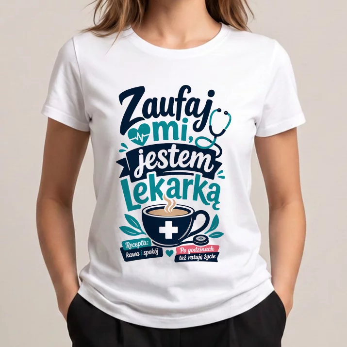 Koszulka Damska Biała Dla Lekarki Prezent Dla Kobiety: Lekarskie Poczucie Humoru
