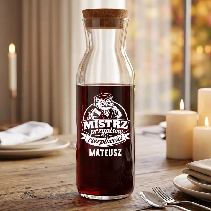 Karafka Do Wina Personalizowana Dla Promotora Prezent Dla Mężczyzny: Mistrz Przypisów I Karafka Do Wina Personalizowana Dla Promotora Prezent Dla Mężczyzny: Mistrz Przypisów I