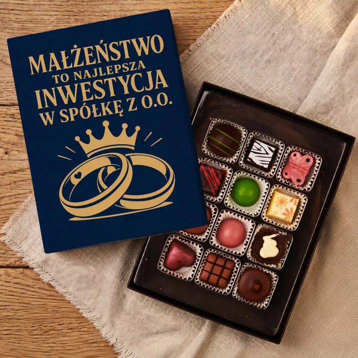 Czekoladki Dla Pary Młodej Prezent Na Ślub : Małżeńska Inwestycja Premium Czekoladki Dla Pary Młodej Prezent Na Ślub : Małżeńska Inwestycja Premium
